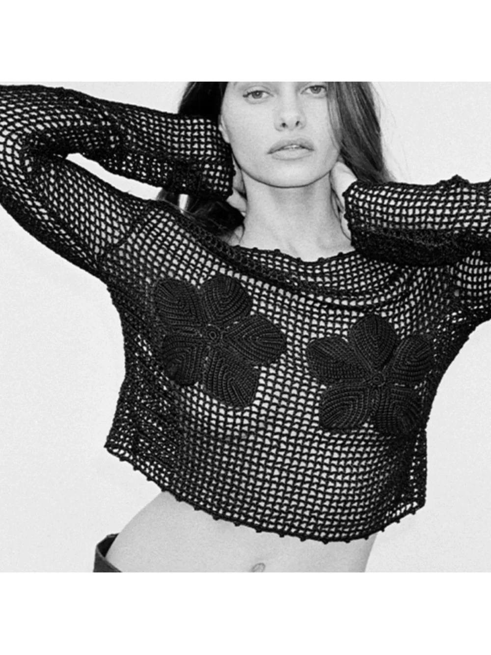 Realisation Par Flower Crocheted Knit Top